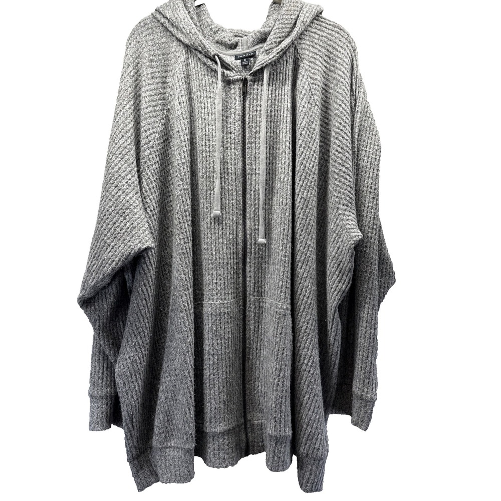 Torrid Womens Full Zipper Hoodie Size 6X Plus Solid Gray Knit Stretch Raglan